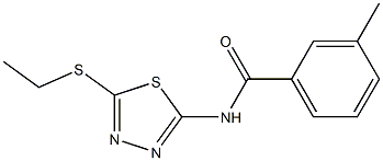 N-[5-(ethylsulfanyl)-1,3,4-thiadiazol-2-yl]-3-methylbenzamide,,结构式