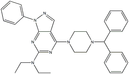 N-[4-(4-benzhydryl-1-piperazinyl)-1-phenyl-1H-pyrazolo[3,4-d]pyrimidin-6-yl]-N,N-diethylamine Structure