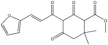 methyl 5-[3-(2-furyl)acryloyl]-2,2-dimethyl-4,6-dioxocyclohexanecarboxylate Struktur