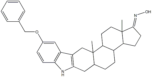 10-(benzyloxy)-12a,14a-dimethyl-3,3a,3b,4,5,5a,6,7,12,12a,12b,13,14,14a-tetradecahydrocyclopenta[5,6]naphtho[2,1-b]carbazol-1(2H)-one oxime 化学構造式