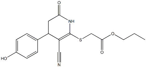 propyl {[3-cyano-4-(4-hydroxyphenyl)-6-oxo-1,4,5,6-tetrahydro-2-pyridinyl]sulfanyl}acetate,,结构式