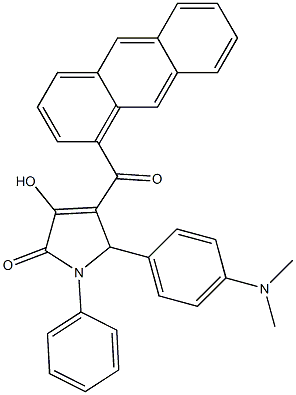 4-(1-anthrylcarbonyl)-5-[4-(dimethylamino)phenyl]-3-hydroxy-1-phenyl-1,5-dihydro-2H-pyrrol-2-one,,结构式