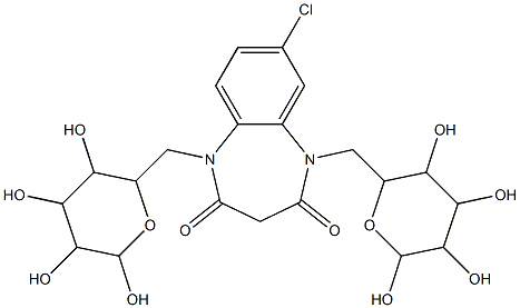 7-chloro-1,5-bis[(3,4,5,6-tetrahydroxytetrahydro-2H-pyran-2-yl)methyl]-1H-1,5-benzodiazepine-2,4(3H,5H)-dione Structure