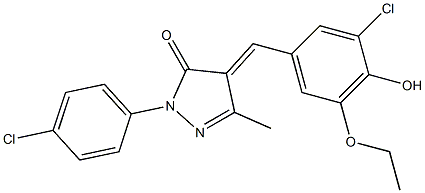 4-(3-chloro-5-ethoxy-4-hydroxybenzylidene)-2-(4-chlorophenyl)-5-methyl-2,4-dihydro-3H-pyrazol-3-one Struktur