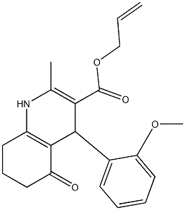 allyl 4-(2-methoxyphenyl)-2-methyl-5-oxo-1,4,5,6,7,8-hexahydro-3-quinolinecarboxylate,,结构式