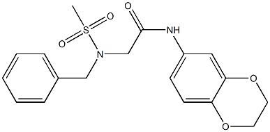 2-[benzyl(methylsulfonyl)amino]-N-(2,3-dihydro-1,4-benzodioxin-6-yl)acetamide,,结构式