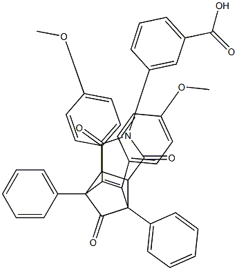 3-[8,9-bis(4-methoxyphenyl)-3,5,10-trioxo-1,7-diphenyl-4-azatricyclo[5.2.1.0~2,6~]dec-8-en-4-yl]benzoic acid Structure