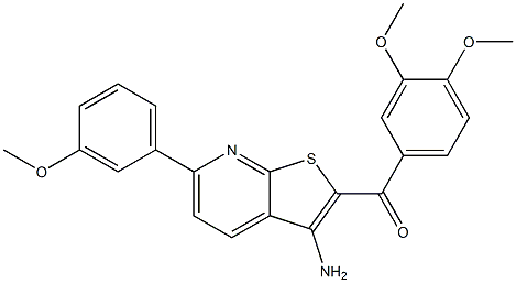 [3-amino-6-(3-methoxyphenyl)thieno[2,3-b]pyridin-2-yl](3,4-dimethoxyphenyl)methanone 结构式