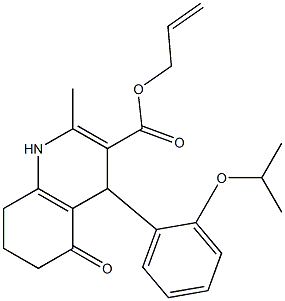 allyl 4-(2-isopropoxyphenyl)-2-methyl-5-oxo-1,4,5,6,7,8-hexahydro-3-quinolinecarboxylate,,结构式