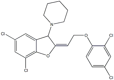 2,4-dichlorophenyl 2-(5,7-dichloro-3-(1-piperidinyl)-1-benzofuran-2(3H)-ylidene)ethyl ether|