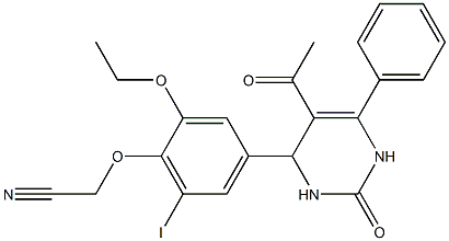 [4-(5-acetyl-2-oxo-6-phenyl-1,2,3,4-tetrahydropyrimidin-4-yl)-2-ethoxy-6-iodophenoxy]acetonitrile Structure