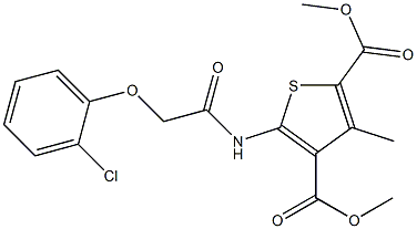 dimethyl 5-{[(2-chlorophenoxy)acetyl]amino}-3-methyl-2,4-thiophenedicarboxylate,,结构式
