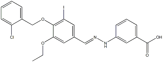 3-(2-{4-[(2-chlorobenzyl)oxy]-3-ethoxy-5-iodobenzylidene}hydrazino)benzoic acid,,结构式