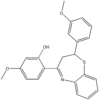 5-methoxy-2-[2-(3-methoxyphenyl)-2,3-dihydro-1,5-benzothiazepin-4-yl]phenol Structure