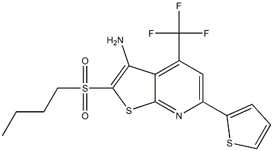 2-(butylsulfonyl)-6-(2-thienyl)-4-(trifluoromethyl)thieno[2,3-b]pyridin-3-amine,,结构式