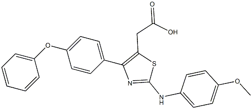 [2-(4-methoxyanilino)-4-(4-phenoxyphenyl)-1,3-thiazol-5-yl]acetic acid,,结构式