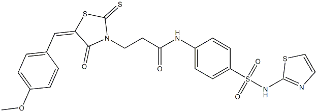 3-[5-(4-methoxybenzylidene)-4-oxo-2-thioxo-1,3-thiazolidin-3-yl]-N-{4-[(1,3-thiazol-2-ylamino)sulfonyl]phenyl}propanamide 结构式