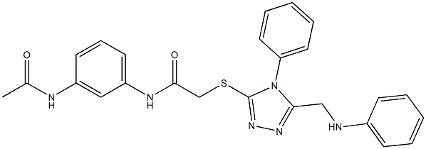 N-[3-(acetylamino)phenyl]-2-{[5-(anilinomethyl)-4-phenyl-4H-1,2,4-triazol-3-yl]sulfanyl}acetamide Struktur