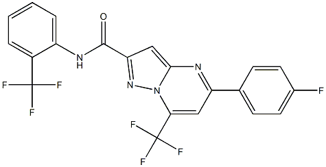5-(4-fluorophenyl)-7-(trifluoromethyl)-N-[2-(trifluoromethyl)phenyl]pyrazolo[1,5-a]pyrimidine-2-carboxamide 结构式