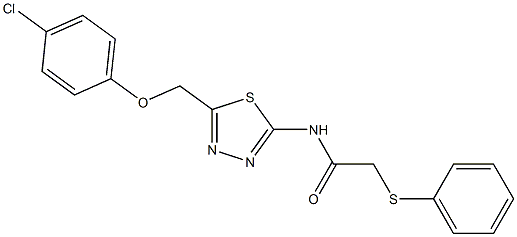 N-{5-[(4-chlorophenoxy)methyl]-1,3,4-thiadiazol-2-yl}-2-(phenylthio)acetamide,,结构式