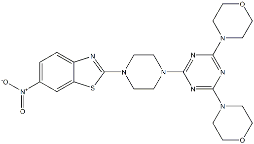 2-{4-[4,6-di(4-morpholinyl)-1,3,5-triazin-2-yl]-1-piperazinyl}-6-nitro-1,3-benzothiazole,,结构式