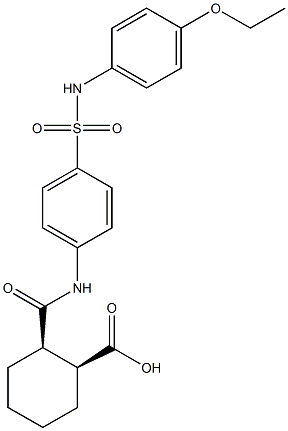 (1S,2R)-2-({4-[(4-ethoxyanilino)sulfonyl]anilino}carbonyl)cyclohexanecarboxylic acid 化学構造式