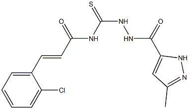 (E)-3-(2-chlorophenyl)-N-({2-[(3-methyl-1H-pyrazol-5-yl)carbonyl]hydrazino}carbothioyl)-2-propenamide Structure