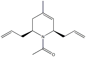 1-[(2S,6R)-2,6-diallyl-4-methyl-3,6-dihydro-1(2H)-pyridinyl]-1-ethanone Struktur