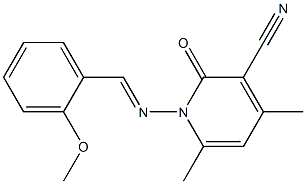 1-{[(E)-(2-methoxyphenyl)methylidene]amino}-4,6-dimethyl-2-oxo-1,2-dihydro-3-pyridinecarbonitrile,,结构式