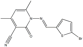 1-{[(E)-(5-bromo-2-thienyl)methylidene]amino}-4,6-dimethyl-2-oxo-1,2-dihydro-3-pyridinecarbonitrile Structure