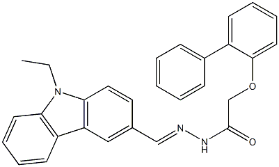 2-([1,1'-biphenyl]-2-yloxy)-N'-[(E)-(9-ethyl-9H-carbazol-3-yl)methylidene]acetohydrazide,,结构式