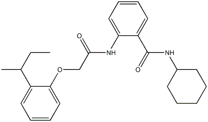 2-({2-[2-(sec-butyl)phenoxy]acetyl}amino)-N-cyclohexylbenzamide Struktur