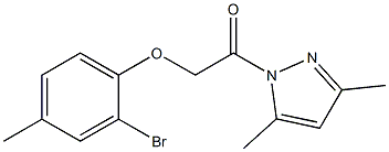 2-(2-bromo-4-methylphenoxy)-1-(3,5-dimethyl-1H-pyrazol-1-yl)-1-ethanone Structure