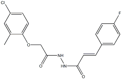 2-(4-chloro-2-methylphenoxy)-N'-[(E)-3-(4-fluorophenyl)-2-propenoyl]acetohydrazide Struktur