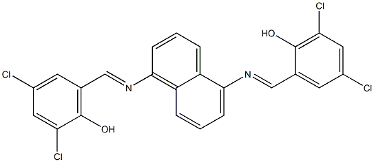2,4-dichloro-6-{[(5-{[(E)-(3,5-dichloro-2-hydroxyphenyl)methylidene]amino}-1-naphthyl)imino]methyl}phenol,,结构式