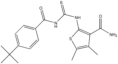 2-[({[4-(tert-butyl)benzoyl]amino}carbothioyl)amino]-4,5-dimethyl-3-thiophenecarboxamide 化学構造式