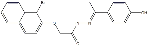 2-[(1-bromo-2-naphthyl)oxy]-N'-[(E)-1-(4-hydroxyphenyl)ethylidene]acetohydrazide 化学構造式