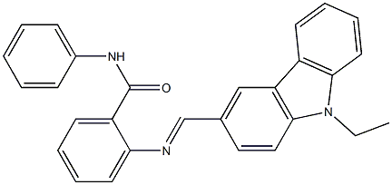 2-{[(E)-(9-ethyl-9H-carbazol-3-yl)methylidene]amino}-N-phenylbenzamide 结构式