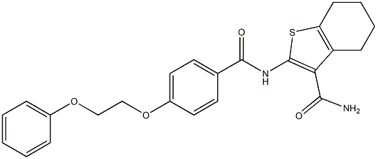 2-{[4-(2-phenoxyethoxy)benzoyl]amino}-4,5,6,7-tetrahydro-1-benzothiophene-3-carboxamide Struktur