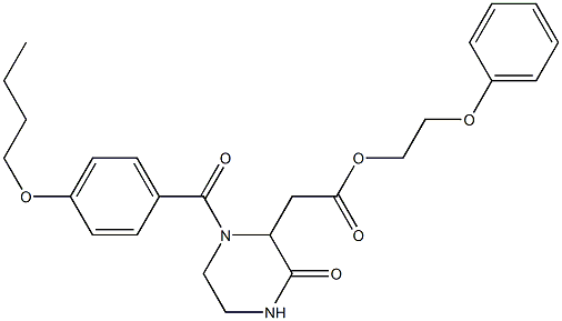 2-phenoxyethyl 2-[1-(4-butoxybenzoyl)-3-oxo-2-piperazinyl]acetate 结构式