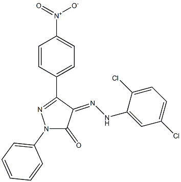 3-(4-nitrophenyl)-1-phenyl-1H-pyrazole-4,5-dione 4-[N-(2,5-dichlorophenyl)hydrazone] 化学構造式