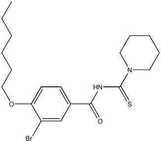 3-bromo-4-(hexyloxy)-N-(1-piperidinylcarbothioyl)benzamide 结构式