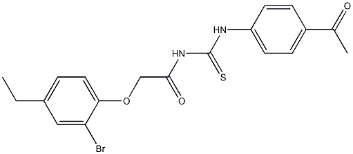 N-(4-acetylphenyl)-N'-[2-(2-bromo-4-ethylphenoxy)acetyl]thiourea Struktur