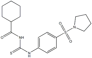 N-(cyclohexylcarbonyl)-N'-[4-(1-pyrrolidinylsulfonyl)phenyl]thiourea 化学構造式