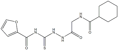 N-[(2-{2-[(cyclohexylcarbonyl)amino]acetyl}hydrazino)carbothioyl]-2-furamide 结构式