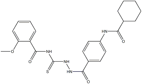 N-[(2-{4-[(cyclohexylcarbonyl)amino]benzoyl}hydrazino)carbothioyl]-2-methoxybenzamide,,结构式