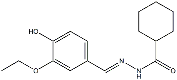 N'-[(E)-(3-ethoxy-4-hydroxyphenyl)methylidene]cyclohexanecarbohydrazide 化学構造式