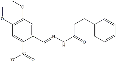 N'-[(E)-(4,5-dimethoxy-2-nitrophenyl)methylidene]-3-phenylpropanohydrazide 化学構造式