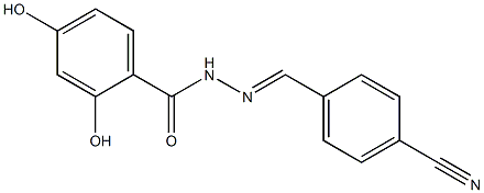 N'-[(E)-(4-cyanophenyl)methylidene]-2,4-dihydroxybenzohydrazide 化学構造式