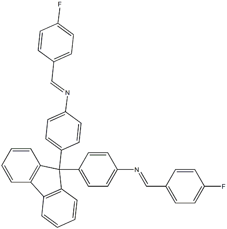 N-[(E)-(4-fluorophenyl)methylidene]-N-{4-[9-(4-{[(E)-(4-fluorophenyl)methylidene]amino}phenyl)-9H-fluoren-9-yl]phenyl}amine Structure